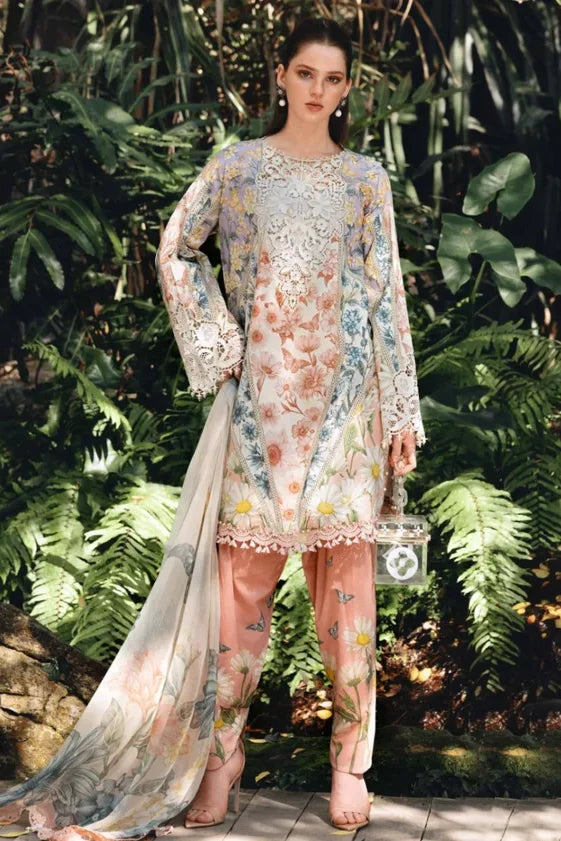 Maria B Printed Embroidered Lawn 3PC Unstitched Memon Clothes